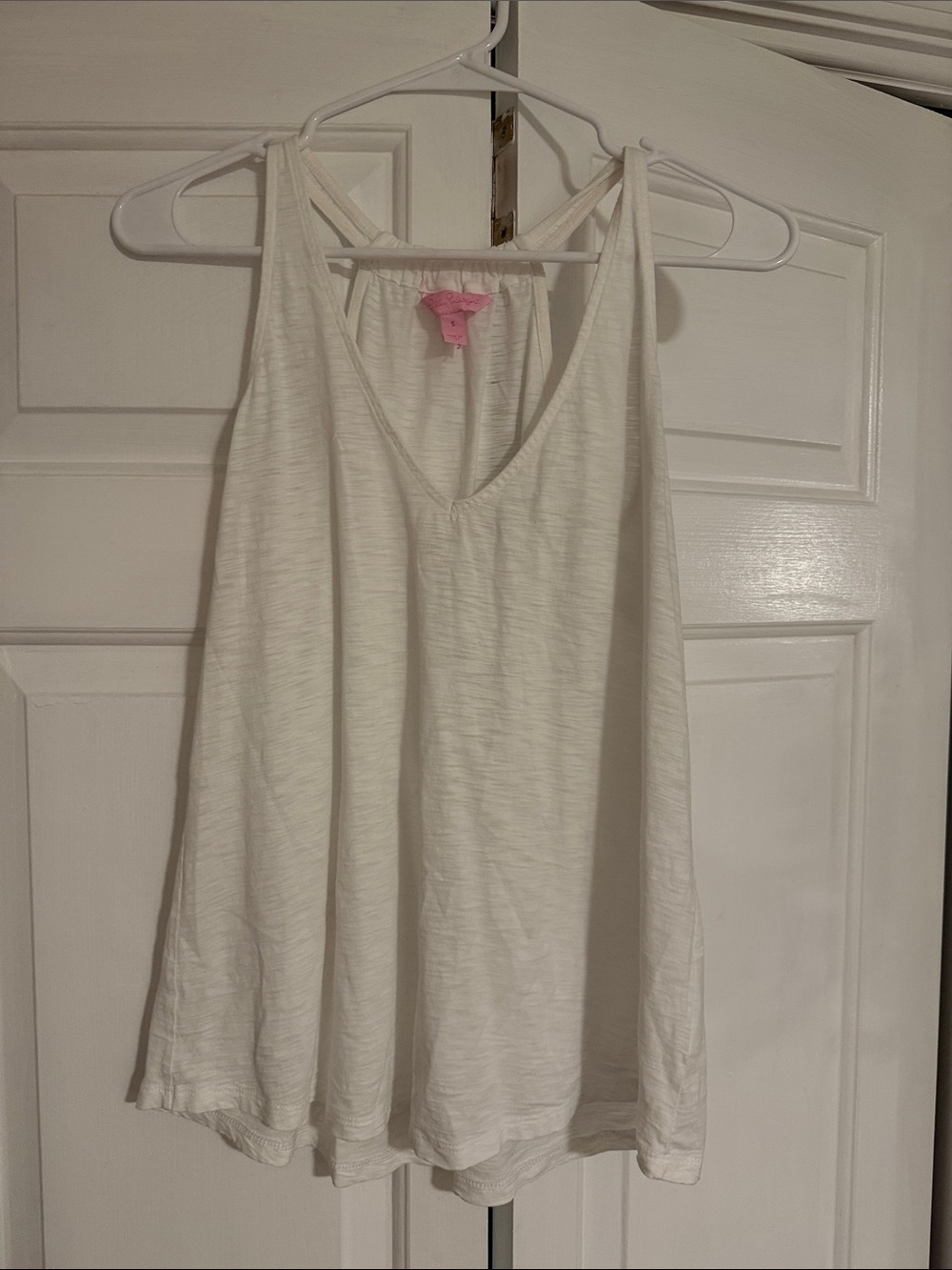 Lilly Pulitzer White Slub Knit V-Neck Tie-Back Tank